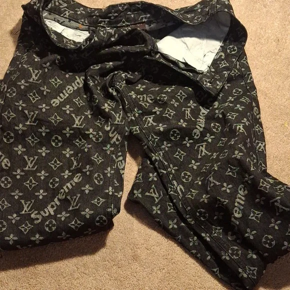 Black Patterned Men’s Pants with Logo Print